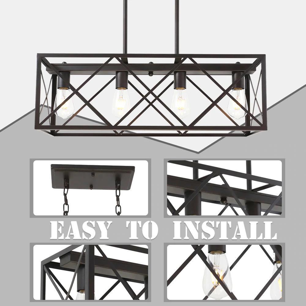 Blanca 4 Lights Rectangle Chandelier for Dining Rooms