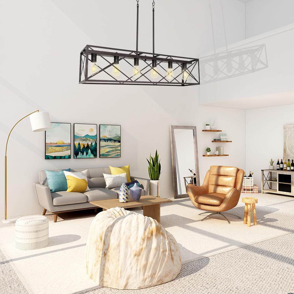 Lexington 6 Light Farmhouse Rectangle Dining Room Chandelier