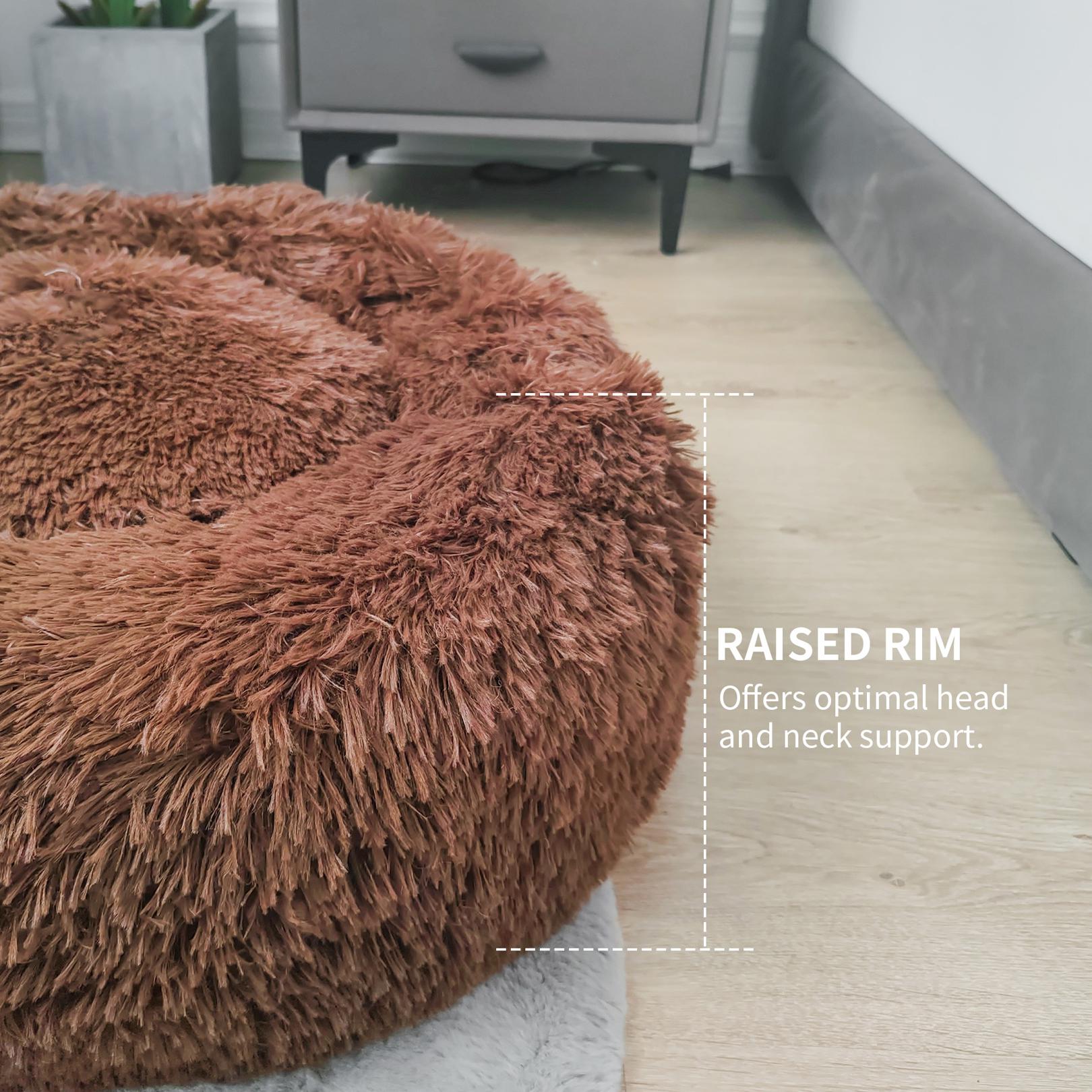 GIBZ Plush Faux Fur Dog Bed Mat - Warm, Thick, Washable Pet Sleeping Pad For Cats & Dogs In Winter, Size L (80x55cm), Light Brown